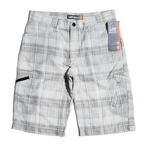 Lee Dungarees Boys Grafton Quick Dry Cargo Shorts White Plaid 16 Husky NWT